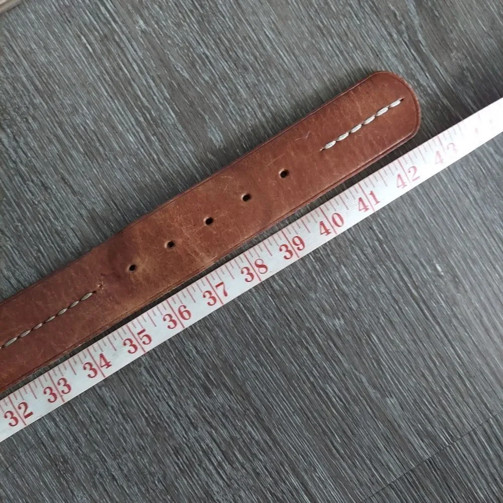 Fossil Brown Leather Stitched Belt for Men Size Large